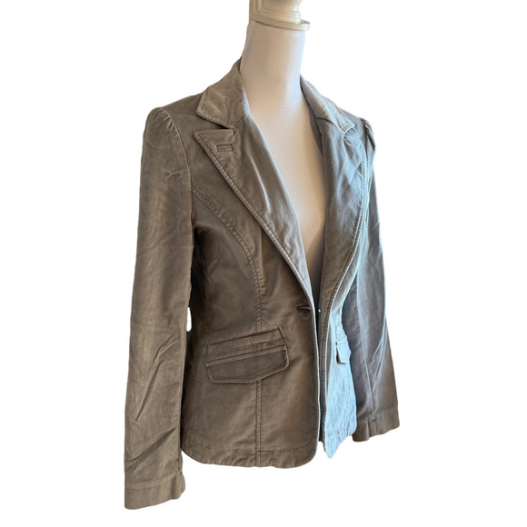 White House Black Market Gray Velvet Blazer Jacket Size 6 EUC SKU0621 - Picture 2 of 8